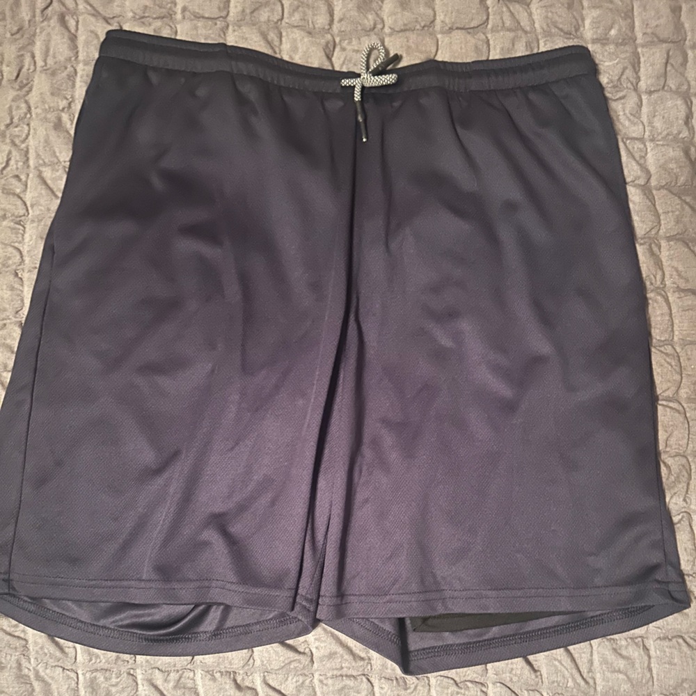 Navy blue gym shorts with liner